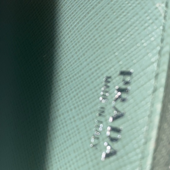 PRADA SAFFIANO LEATHER ZIP AROUND WALLET FRONT BOW AQUAMARINE EUC With COA - Picture 11 of 15
